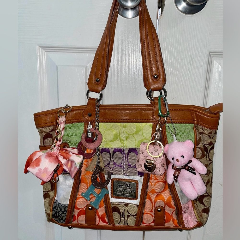 Rare Artsy Eclectic Colorful Coach Tote